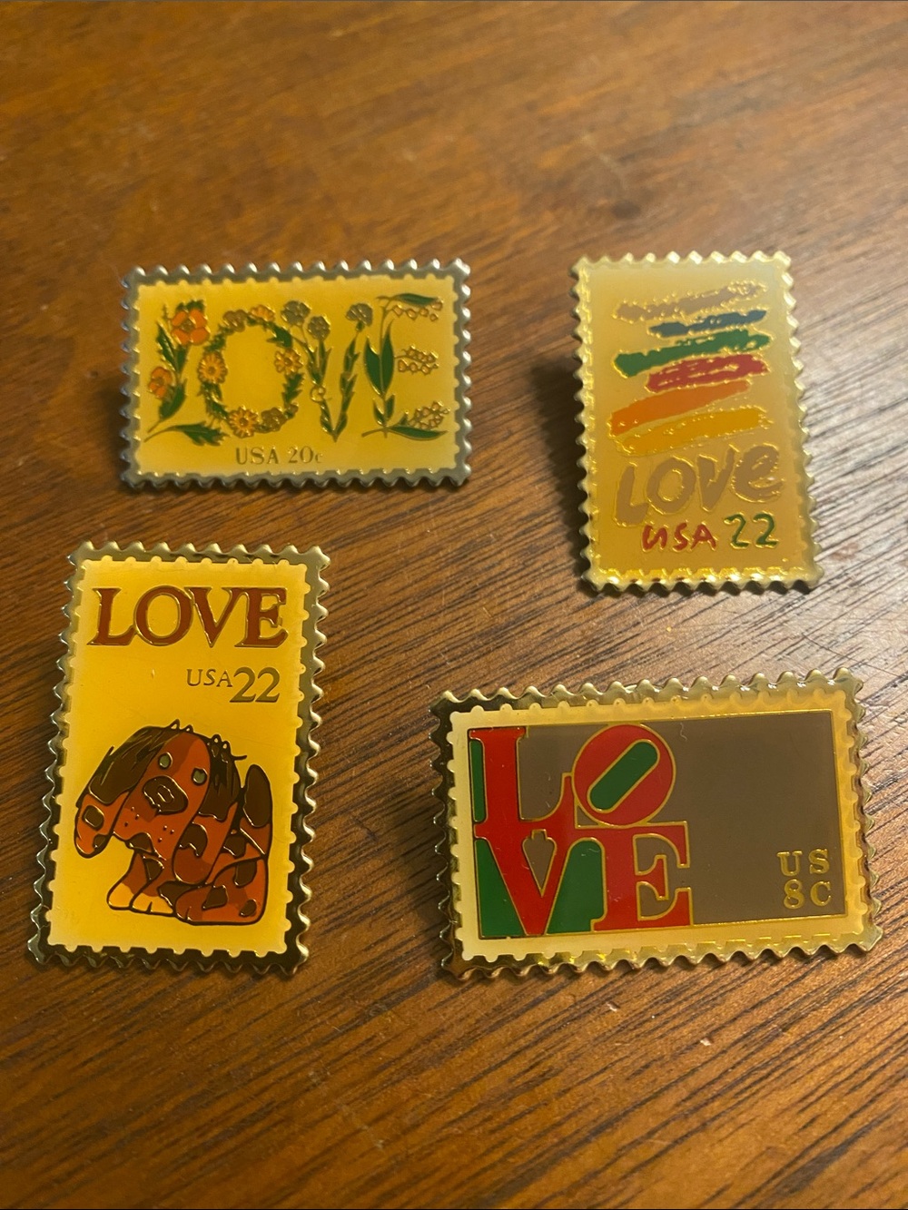 Collection USPS Love Brass Enamel Stamp Lapel Pins